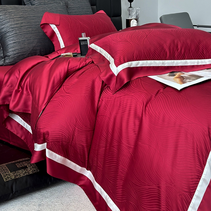 91家纺网 家纺一手货源 找家纺 （总）若未家居 LOVEWE HOUSE 2025新款天丝提花套件撞色轻奢风四件套-天丝布拉格