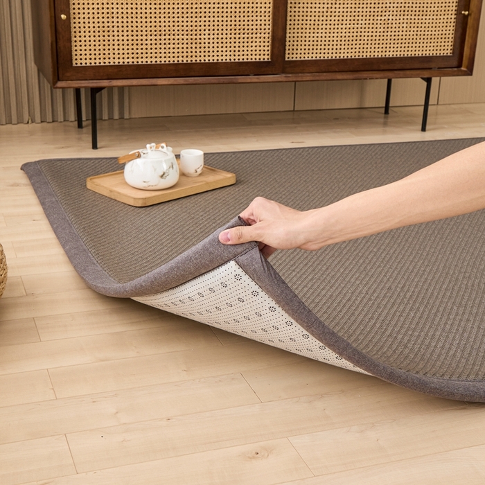 91家纺网 家纺一手货源 找家纺 绒艺席业 2025新款PE藤席地垫 灰色