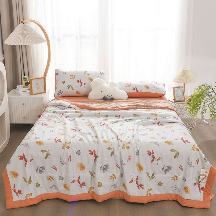 91家纺网 家纺一手货源 找家纺 红日子纺织品 2025新款棉麻夏被四件套 金风玉露