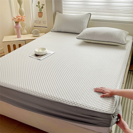 91家纺网 家纺一手货源 找家纺 （总）灰鲸 2025新款冰豆豆床笠款凉席