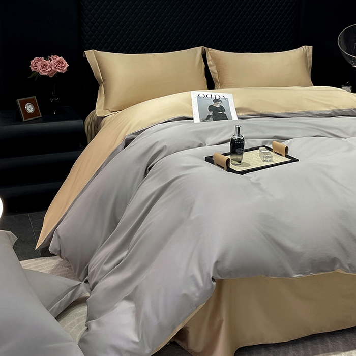 91家纺网 家纺一手货源 找家纺 皇寝世家家居 2025新款全棉纯棉A类100s长绒棉四件套刺绣绣花纯色贡缎床单款-诗雅 诗雅-星空灰