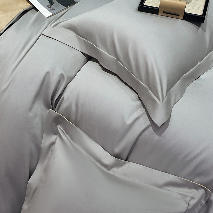 91家纺网 家纺一手货源 找家纺 皇寝世家家居 2025新款全棉纯棉A类100s长绒棉四件套刺绣绣花纯色贡缎床单款-诗雅 诗雅-星空灰