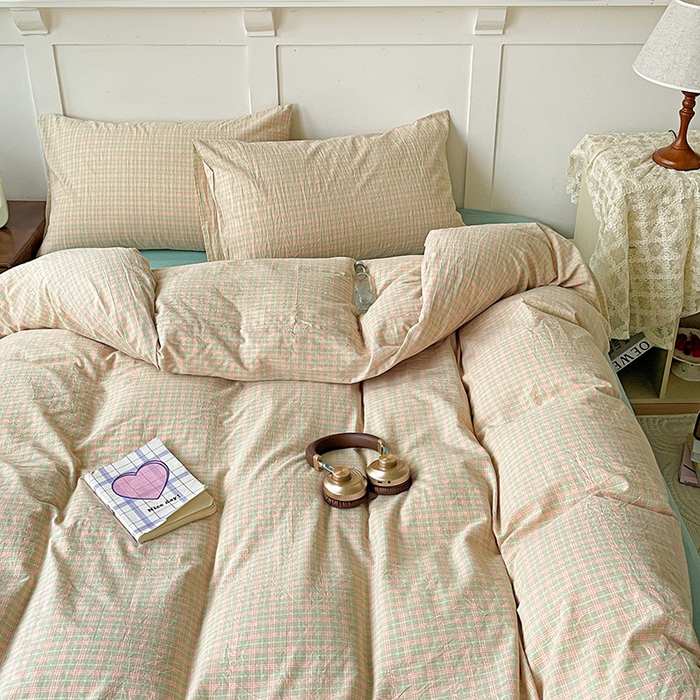 91家纺网 家纺一手货源 找家纺 大柏树 2025新款全棉水洗棉套件-床单四件套 春野玉