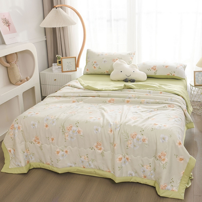 91家纺网 家纺一手货源 找家纺 红日子纺织品 2025新款棉麻夏被四件套 青青世界