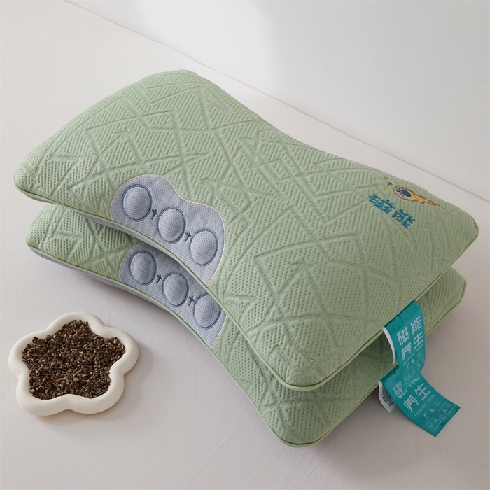 91家纺网 家纺一手货源 找家纺 织布人2025新款荞麦枕凉感草本磁能颈椎枕颈椎不适专用理疗缓解颈椎枕头 草本磁能枕单边款-绿色【茶香枕】35*55±3cm 