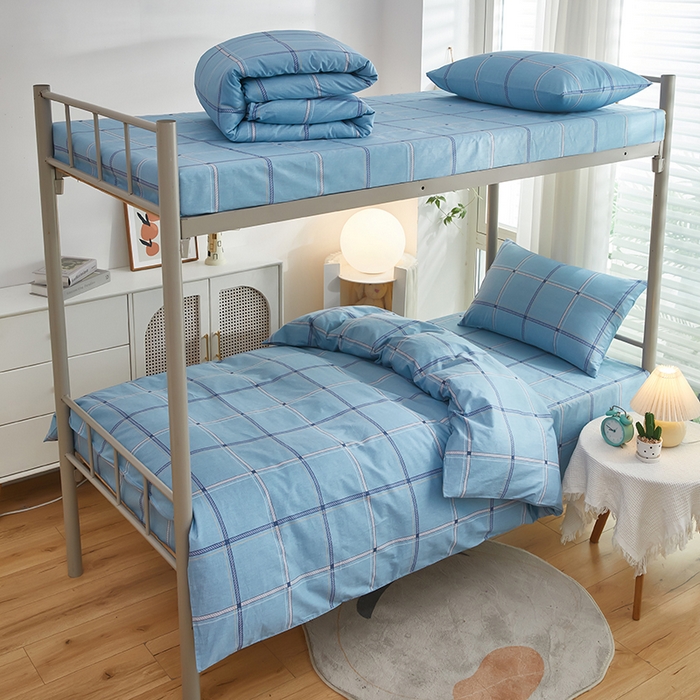 91家纺网 家纺一手货源 找家纺 全美家居 2025新款全棉学生款宿舍纯棉三六件套全棉三件套羽丝绒被备货充足 时尚悦格 蓝