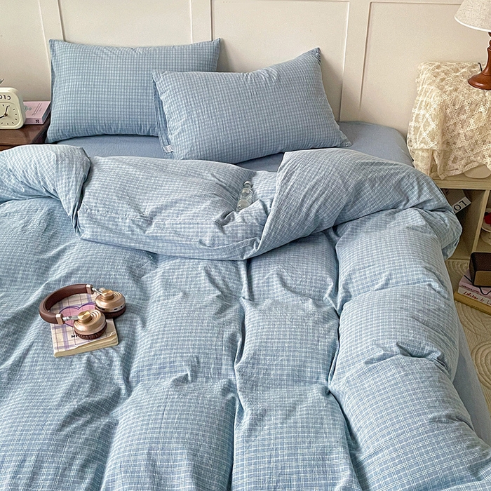 91家纺网 家纺一手货源 找家纺 大柏树 2025新款全棉水洗棉套件-床单四件套 春野兰