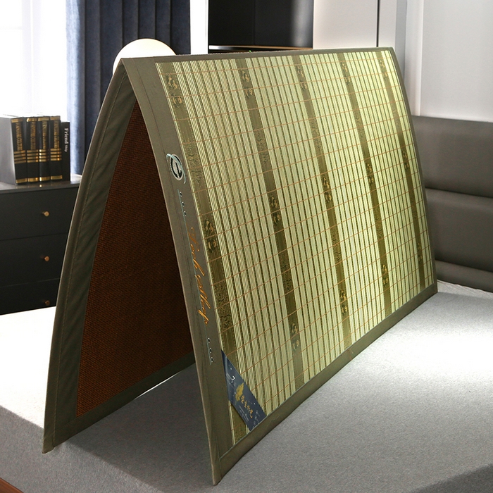 91家纺网 家纺一手货源 找家纺 森璐家纺 2025新款茶香养生竹席藤席草席冰丝席凉席子 熊猫绿-反面冰藤