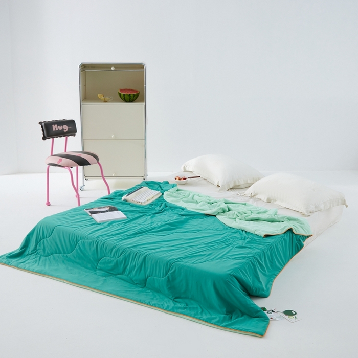 91家纺网 家纺一手货源 找家纺 2025春夏新款A类母婴级西瓜啵啵凉感被锦氨夏凉被空调被 西瓜绿+青柠绿