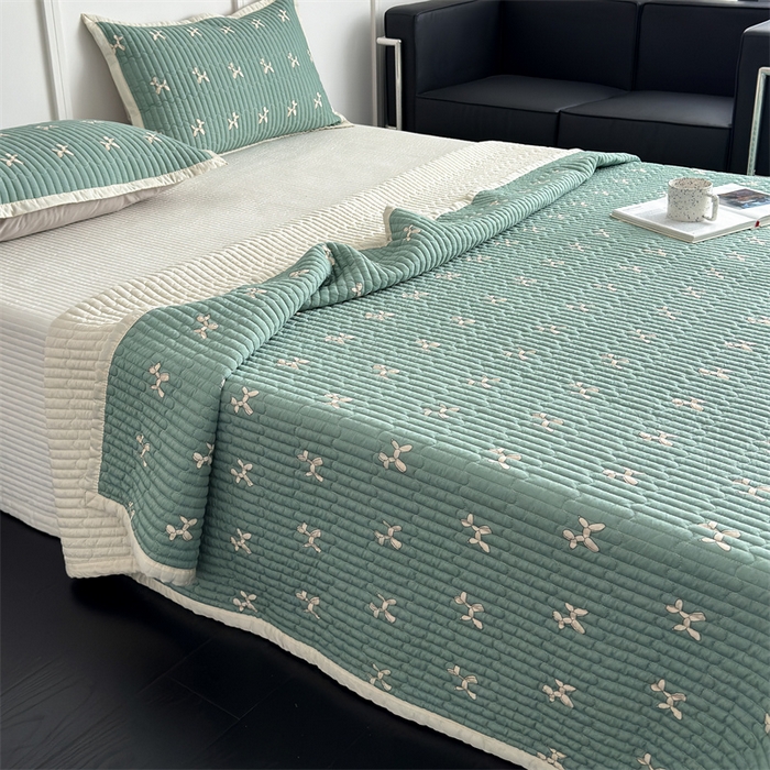 91家纺网 家纺一手货源 找家纺 美优兰 2025春夏新款双面天丝高温砂洗床盖 机器狗