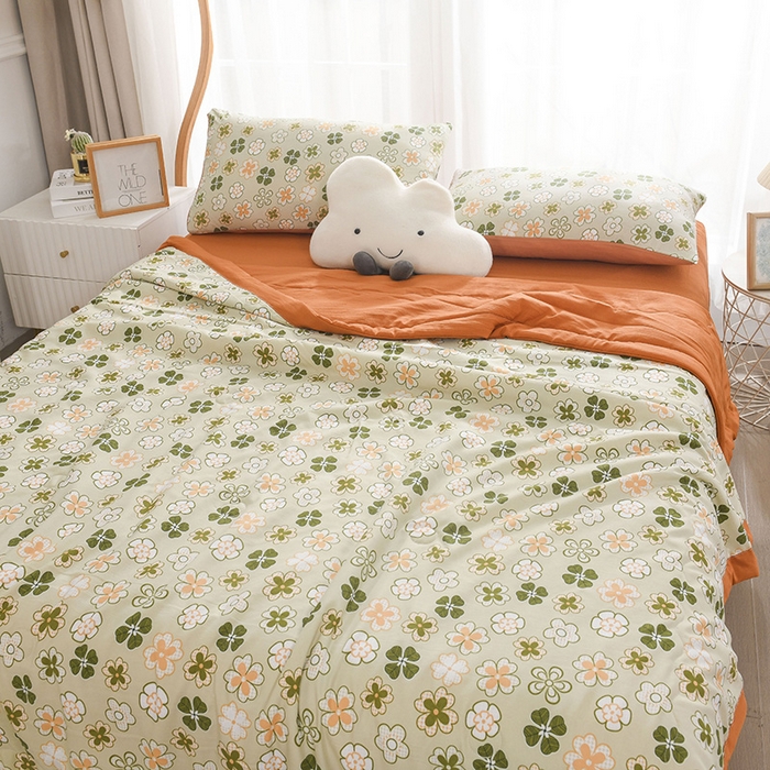 91家纺网 家纺一手货源 找家纺 红日子纺织品 2025新款棉麻夏被四件套 格桑