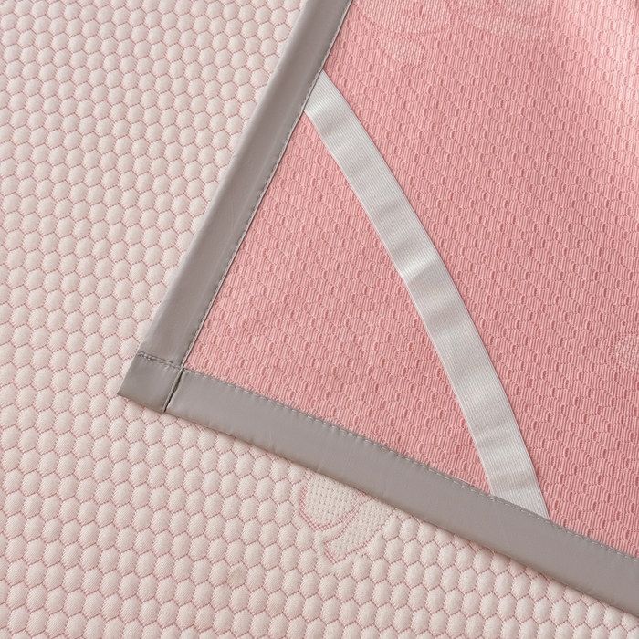 91家纺网 家纺一手货源 找家纺 999家纺   2025新款凉感提花冰豆豆凉席三件套 冰块熊-粉（凉席款）