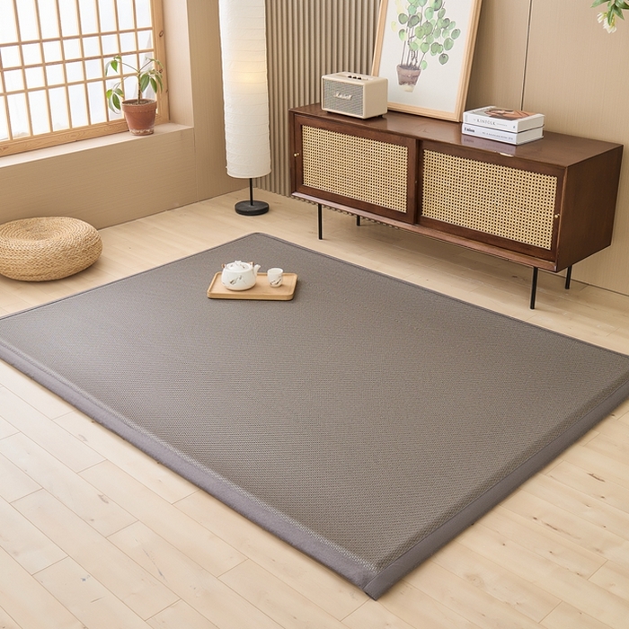 91家纺网 家纺一手货源 找家纺 绒艺席业 2025新款PE藤席地垫 灰色