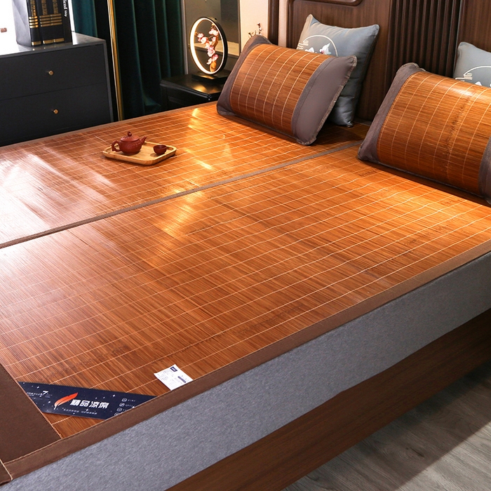 91家纺网 家纺一手货源 找家纺 鸣创 2025新款碳光竹席艾草驱蚊凉席草席藤席 艾草驱蚊