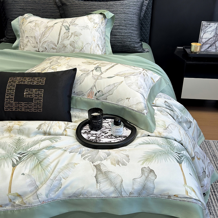 91家纺网 家纺一手货源 找家纺 若未家居 LOVEWE HOUSE 2025新款兰精天丝印花夏被及夏被四件套 清爽一夏（床单款+床盖款）
