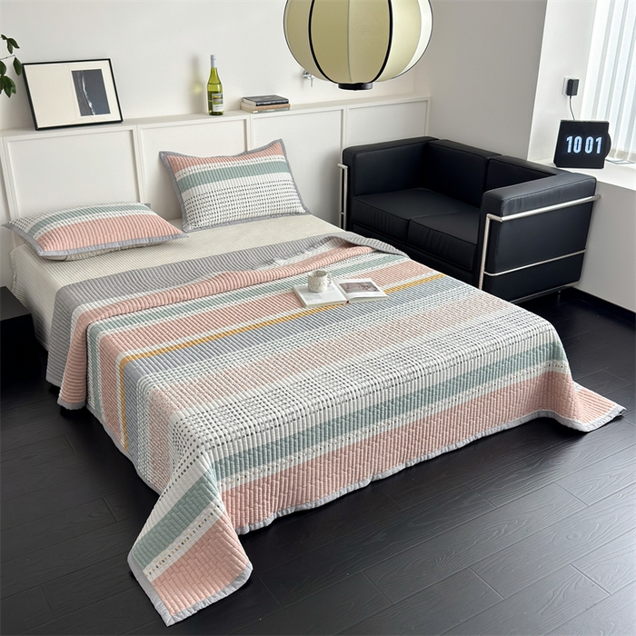 91家纺网 家纺一手货源 找家纺 美优兰 2025春夏新款双面天丝高温砂洗床盖 卡农