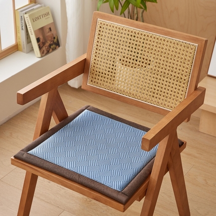 航途席业2025新款地垫凉感冰藤席地铺神器地垫系列 冰丝饼干蓝