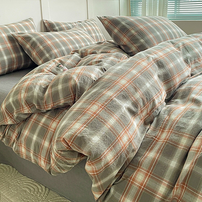 91家纺网 家纺一手货源 找家纺 大柏树 2025新款全棉水洗棉套件-床单四件套 诺卡