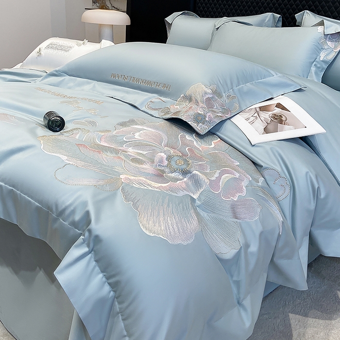 91家纺网 家纺一手货源 找家纺 星蕴家纺 2025新款100支澳棉正宗长绒棉四件套-绽放 绽放 幸运兰