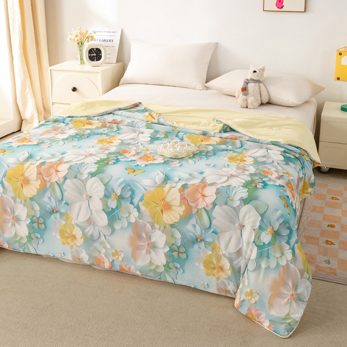 91家纺网 家纺一手货源 找家纺 （总） 居易简 2025新款5D立体夏被空调被A类云母仿锦氨凉感丝夏凉被