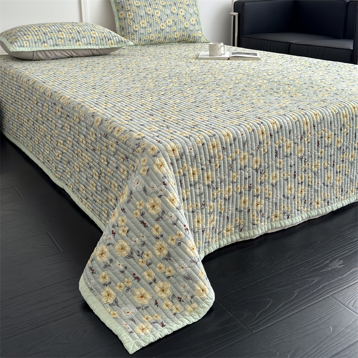 91家纺网 家纺一手货源 找家纺 美优兰 2025春夏新款双面天丝高温砂洗床盖 七里香