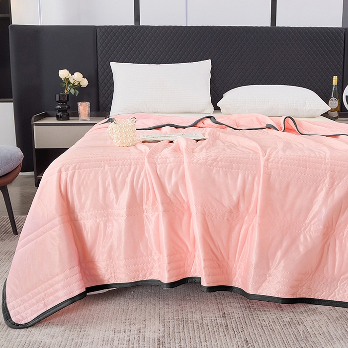 91家纺网 家纺一手货源 找家纺 丝薇雅 2025新款凉感丝夏被冰淇淋夏凉被 黑边-玉色