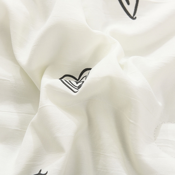 91家纺网 家纺一手货源 找家纺 红日子纺织品 2025新款棉麻夏被四件套 黑白爱心