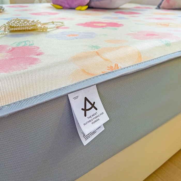 91家纺网 家纺一手货源 找家纺 金盛纺 2025新款A类数码印花冰丝席-床笠款 天女散花