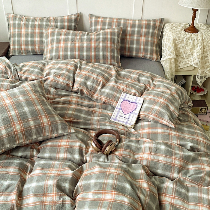 91家纺网 家纺一手货源 找家纺 大柏树 2025新款全棉水洗棉套件-床单四件套 诺卡