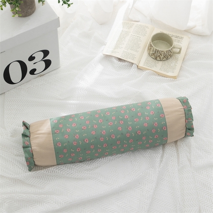 91家纺网 家纺一手货源 找家纺 织布人2025新款荞麦枕全棉小碎花圆柱枕颈椎枕牵引反弓拉伸颈椎枕头   全棉颈椎圆柱枕-绿野绿【荞麦壳】12*46*8cm    色