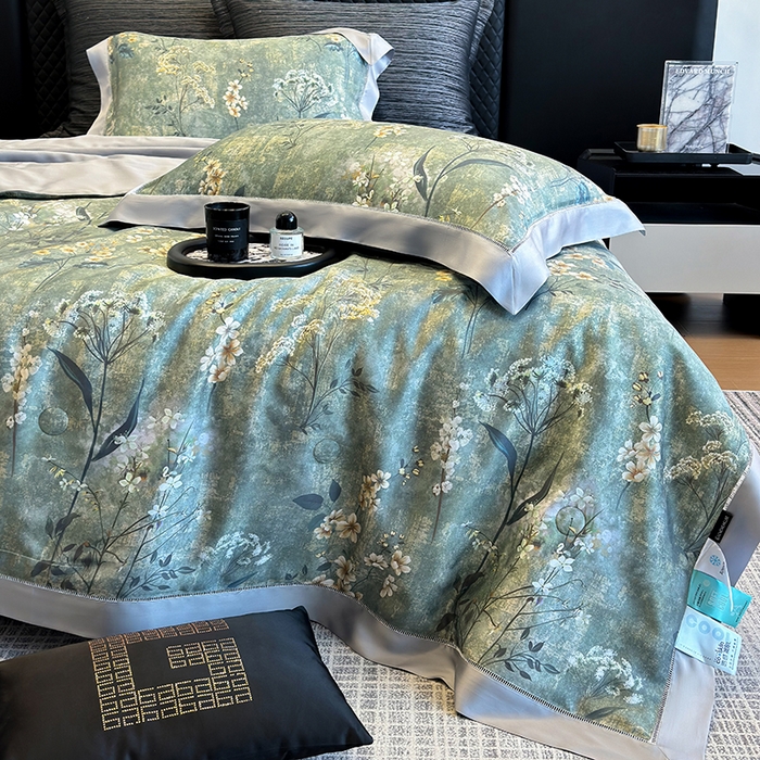 91家纺网 家纺一手货源 找家纺 若未家居 LOVEWE HOUSE 2025新款兰精天丝印花夏被及夏被四件套 空山栀子（床单款+床盖款）