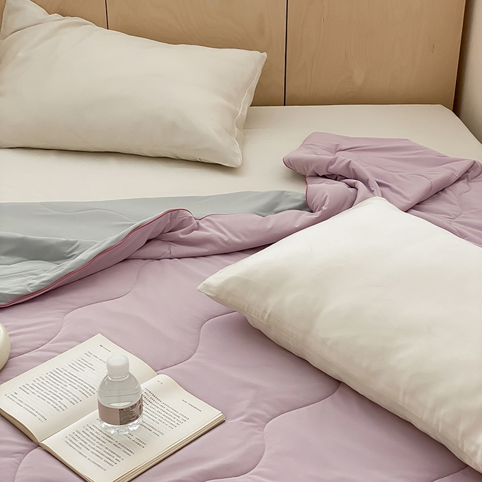 91家纺网 家纺一手货源 找家纺 时年家纺 2025新款升级版180克高定即刻凉感夏被 香芋紫