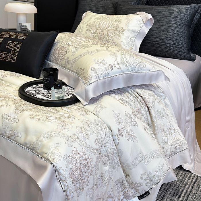 91家纺网 家纺一手货源 找家纺 若未家居 LOVEWE HOUSE 2025新款兰精天丝印花夏被及夏被四件套 宫廷华尔兹（床单款+床盖款）