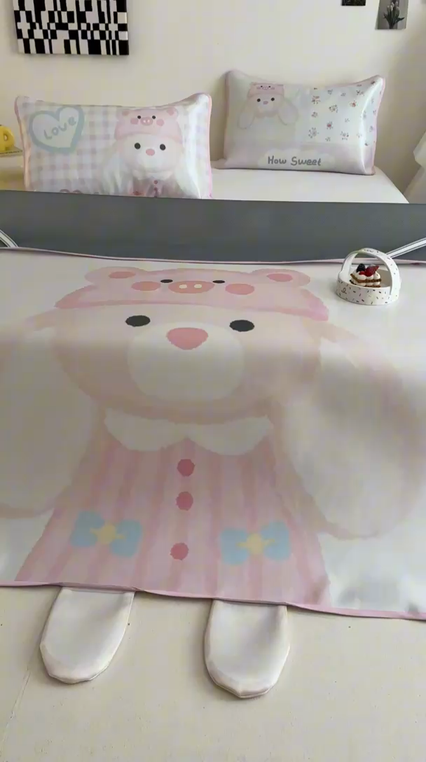 91家纺网 家纺一手货源 找家纺 美乐迪家纺 2025新款异形冰藤席 大耳兔