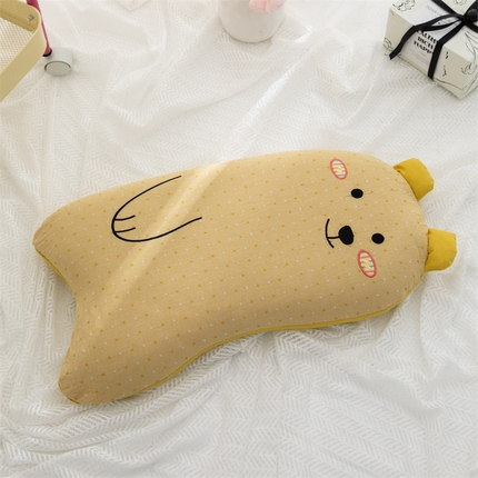 织布人2025新款荞麦枕全棉熊抱抱卡通儿童学生宿舍枕头抱枕午睡枕  全棉熊抱抱枕-浅黄【荞麦壳】32*52cm    