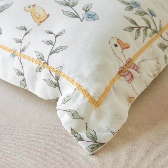 91家纺网 家纺一手货源 找家纺 嗨生活2025新款天竹系列A类竹纤维四层纱枕套 儿童枕套 幼儿园枕套 郊游鸭