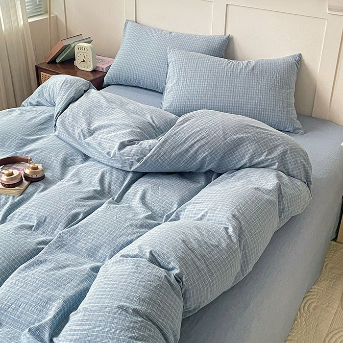 91家纺网 家纺一手货源 找家纺 大柏树 2025新款全棉水洗棉套件-床单四件套 春野兰