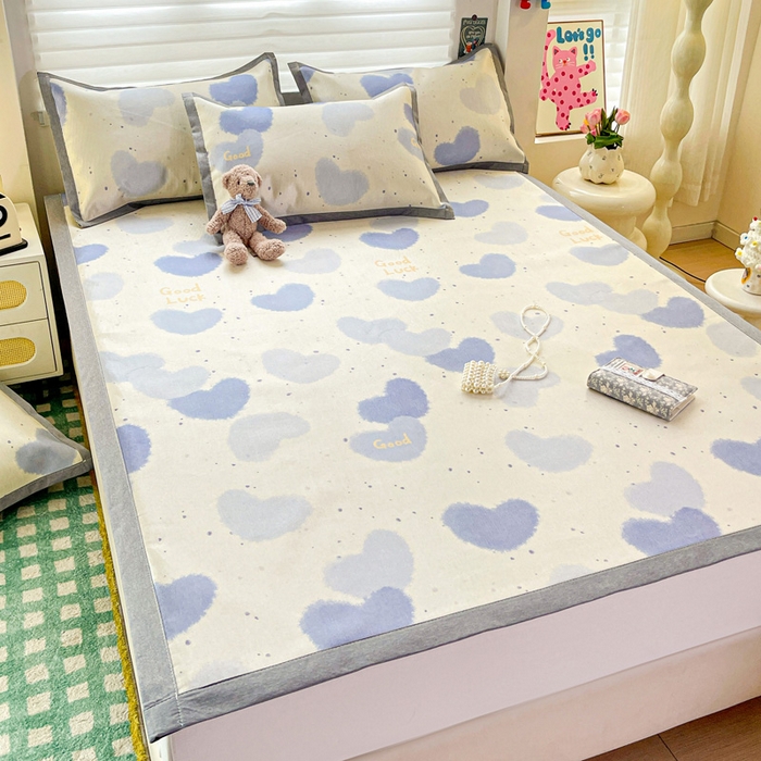 91家纺网 家纺一手货源 找家纺 金盛纺 2025新款A类数码印花冰丝席-床席款 心心相印