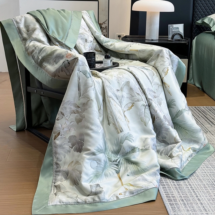 91家纺网 家纺一手货源 找家纺 若未家居 LOVEWE HOUSE 2025新款兰精天丝印花夏被及夏被四件套 清爽一夏（床单款+床盖款）