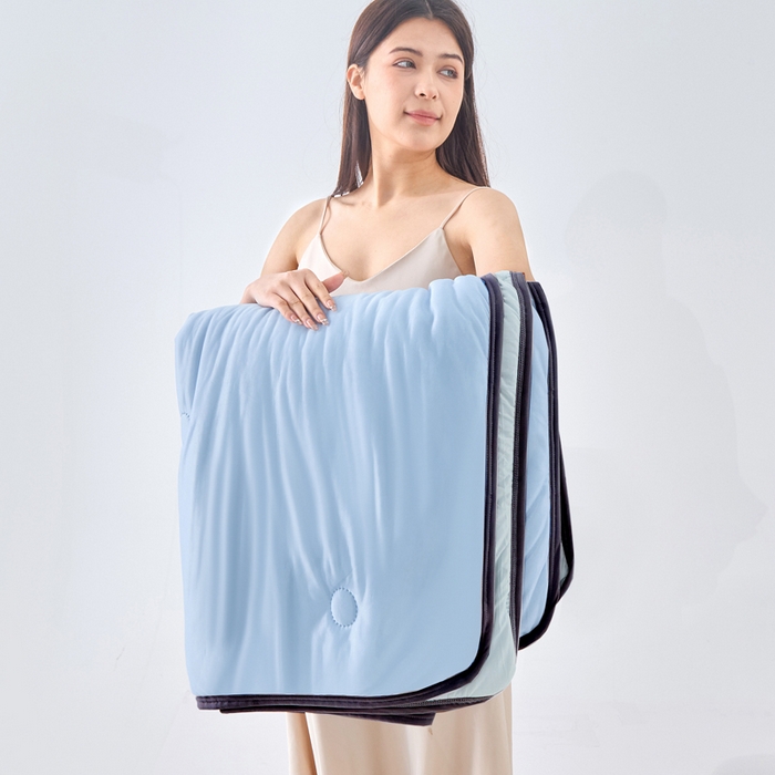 91家纺网 家纺一手货源 找家纺 丝薇雅 2025新款凉感丝夏被冰淇淋夏凉被 黑边-圆圈天蓝