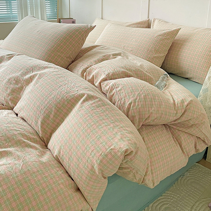 91家纺网 家纺一手货源 找家纺 大柏树 2025新款全棉水洗棉套件-床单四件套 春野玉