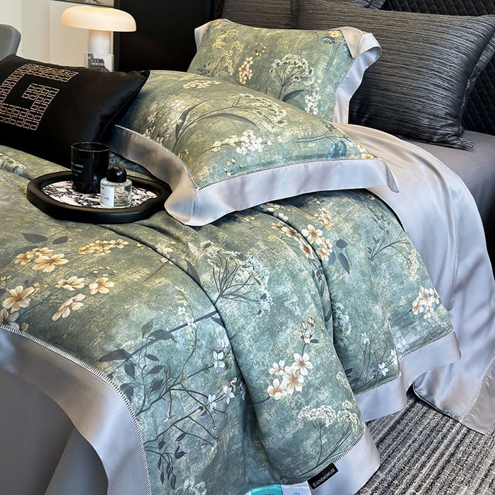 91家纺网 家纺一手货源 找家纺 若未家居 LOVEWE HOUSE 2025新款兰精天丝印花夏被及夏被四件套 空山栀子（床单款+床盖款）