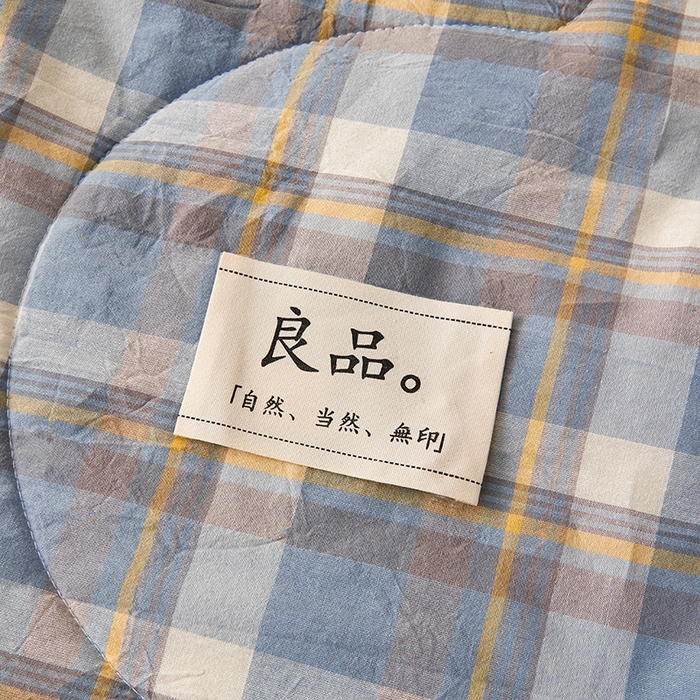 91家纺网 家纺一手货源 找家纺 秋泽家纺 2025新款全棉色织水洗棉棉花夏被夏凉被空调被 简兮蓝