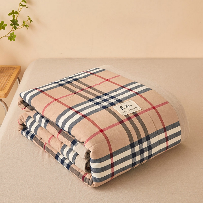 91家纺网 家纺一手货源 找家纺 秋泽家纺 2025新款全棉色织水洗棉棉花夏被夏凉被空调被 巴宝莉格