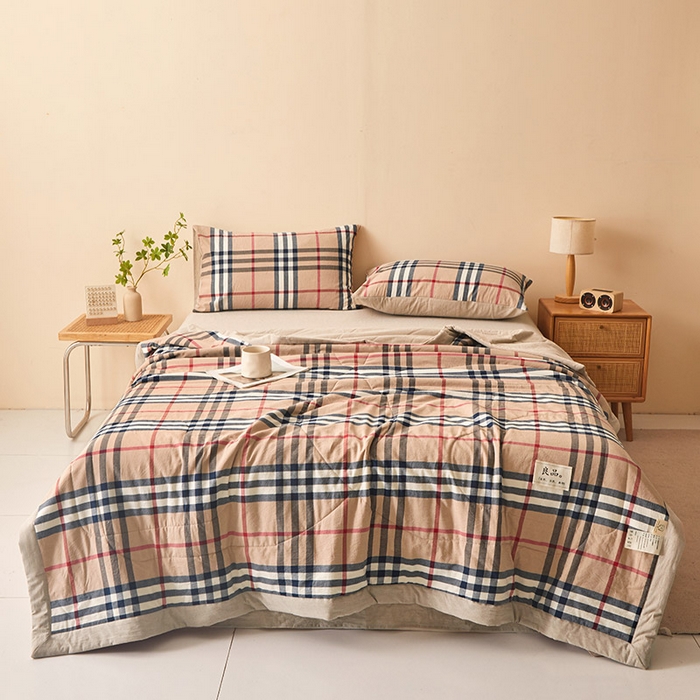 91家纺网 家纺一手货源 找家纺 秋泽家纺 2025新款全棉色织水洗棉棉花夏被夏凉被空调被 巴宝莉格