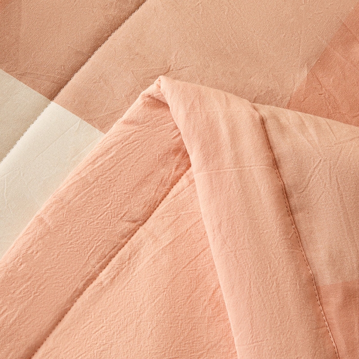 91家纺网 家纺一手货源 找家纺 秋泽家纺 2025新款全棉色织水洗棉棉花夏被夏凉被空调被 粉大格