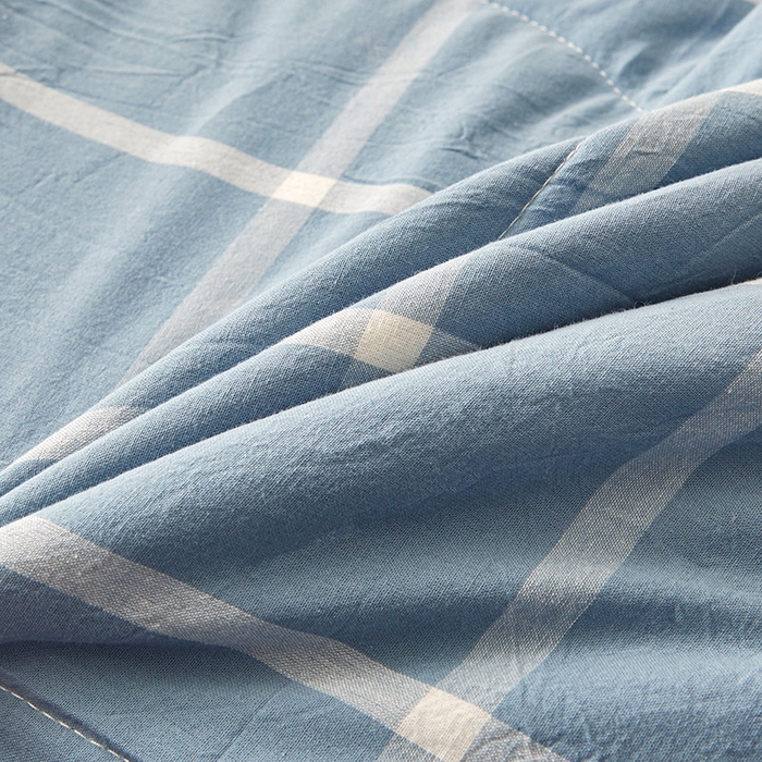 91家纺网 家纺一手货源 找家纺 秋泽家纺 2025新款全棉色织水洗棉棉花夏被夏凉被空调被 海蓝大格