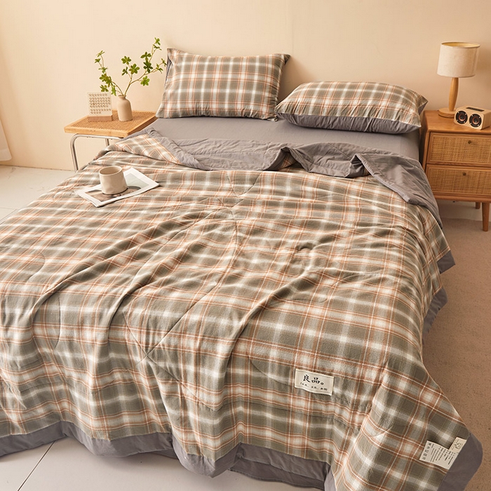 91家纺网 家纺一手货源 找家纺 秋泽家纺 2025新款全棉色织水洗棉棉花夏被夏凉被空调被 洛卡灰