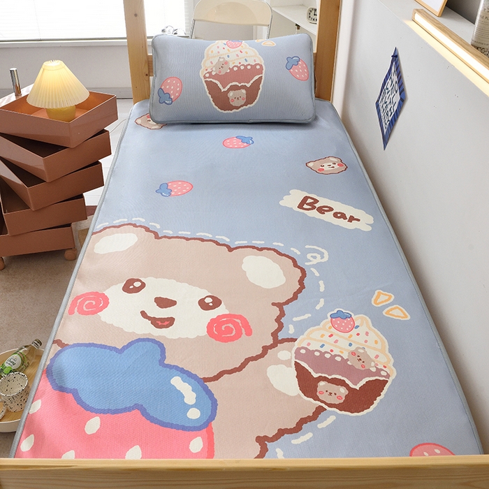 91家纺网 家纺一手货源 找家纺 多乐家纺 2025新款学生床数码大版印花冰丝凉席（专版花型） 嘟嘟熊