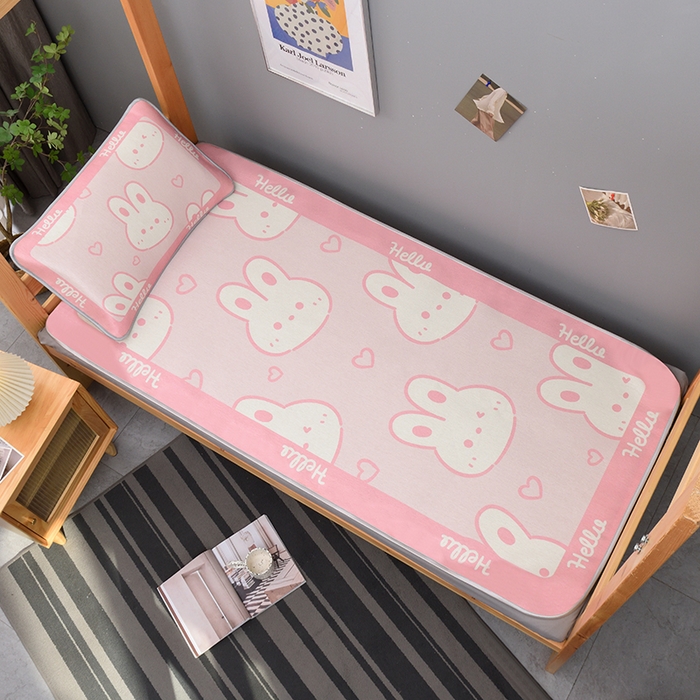 多乐家纺 2025新款学生床数码大版印花冰丝凉席（专版花型） 粉兔兔